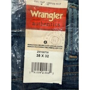Wrangler Authentics Mens Dark Wash Straight Leg Denim Jeans ZM100TW 35x32 NEW